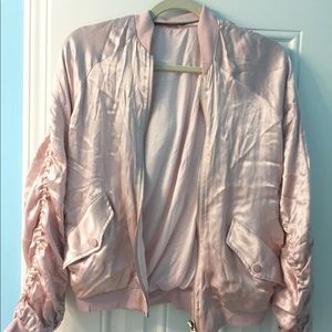 pale pink silky 💞 satin bomber
